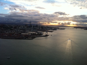 A view of Auckland at sunset