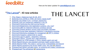 Example of "The Lancet" Table of Contents email 