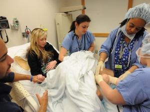 Great use of hybrid simulation for obstetrical scenario - live patient actor "giving birth". source: http://www.samuelmerritt.edu/hssc/task-trainers